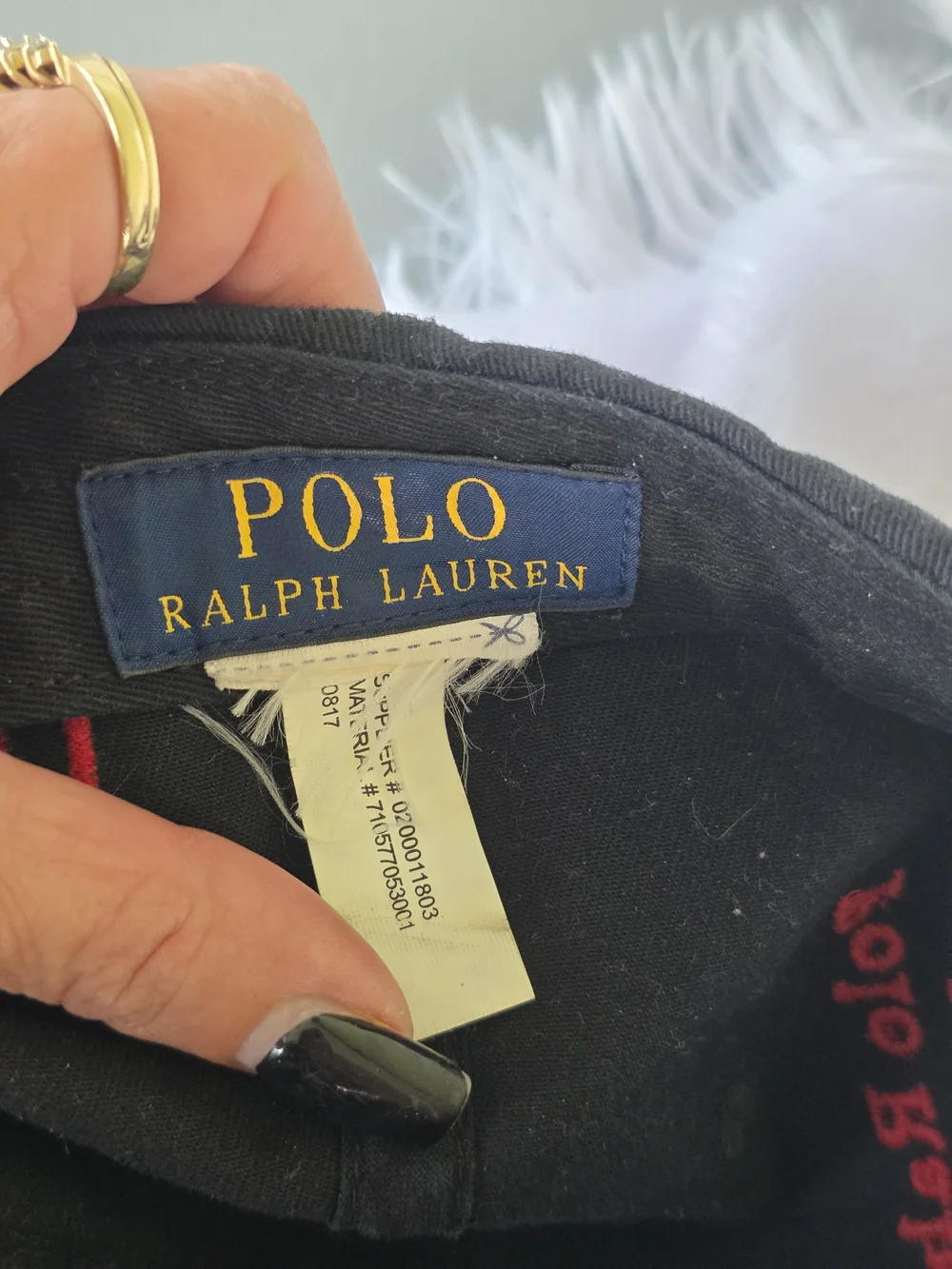 Polo by Ralph Lauren Black Cap with Red Pony & Number Embroidery